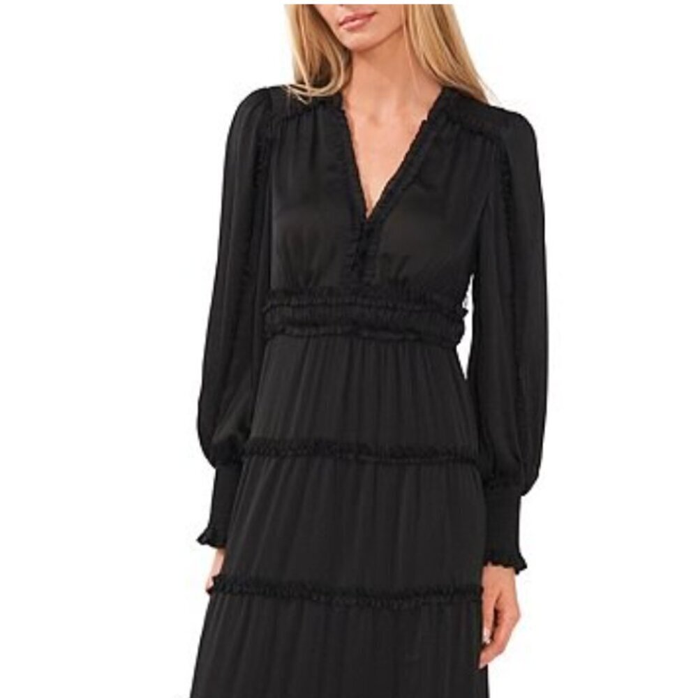 Dillards Plisse Maxi Dress Black XS NWT DAMAGED ZIPPER